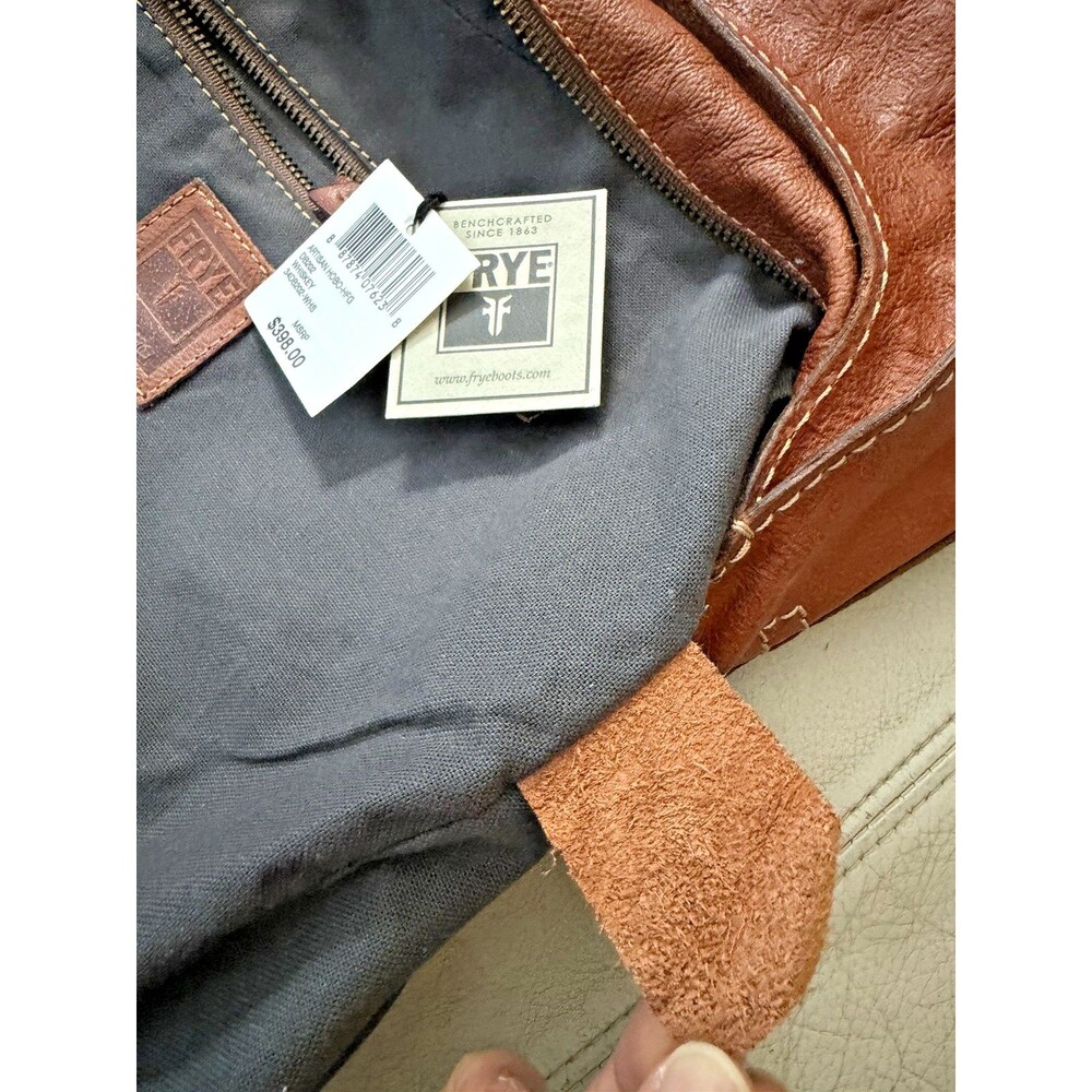 Frye Artisan Leather Hobo Bag Rustic Western Distressed Boho Whiskey NWT - Picture 12 of 16